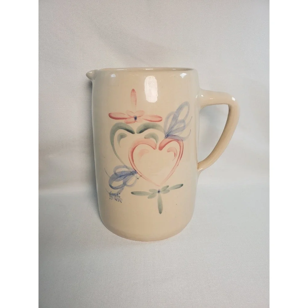 Vintage Hearts‎ Pitcher/Jug•Melinda Hart Signed•Marshall TX Ellis Prod. Pottery